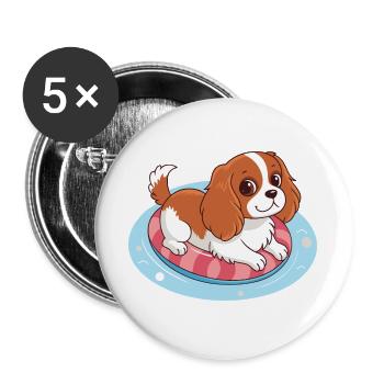 Sommerbojen-Schwimmerwelpe - Buttons groß 56 mm (5er Pack) - Weiß - Vorne