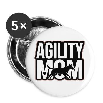 Maman Agility – Maman des Chiens de sport canin - Lot de 5 grands badges (56 mm) - blanc - Devant