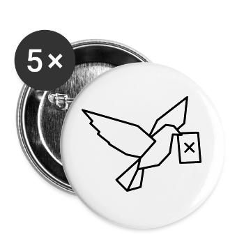 Brieftaube Wahlzettel Outline - Buttons groß 56 mm (5er Pack) - Weiß - Vorne