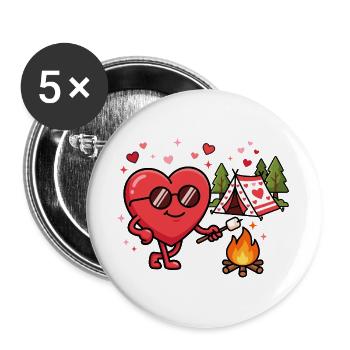 Fun Camping Valentine's Day Parties - Buttons large 2.2''/56 mm (5-pack) - white - Front