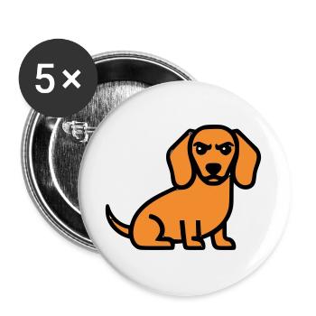 Dackel Hund Braun Comic - Buttons groß 56 mm (5er Pack) - Weiß - Vorne