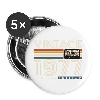 1977 Vintage Vintage Rétro Cadeau d’anniversaire - Lot de 5 grands badges (56 mm) - blanc - Devant