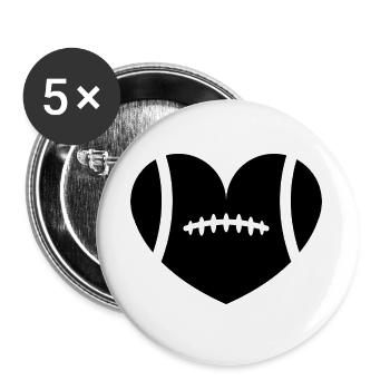 Football Heart - Buttons large 2.2''/56 mm (5-pack) - white - Front