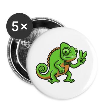 Chameleon Gentleman Peace Sign - Buttons large 2.2''/56 mm (5-pack) - white - Front