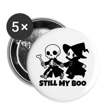 Toujours mon couple squelette d’Halloween Sorcier - Lot de 5 grands badges (56 mm) - blanc - Devant