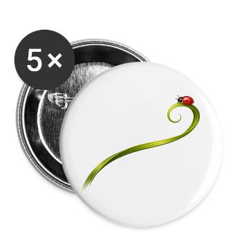 Ladybug on curved blade of grass - Buttons large 2.2''/56 mm (5-pack) - white - Front