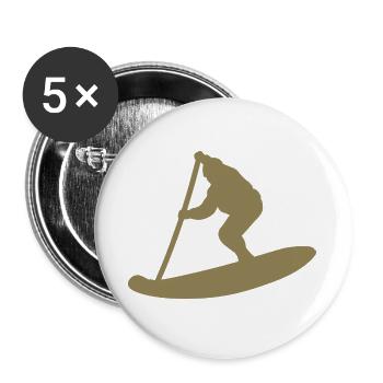 Minimalistische Stand Up Paddle Silhouette - Buttons groß 56 mm (5er Pack) - Weiß - Vorne