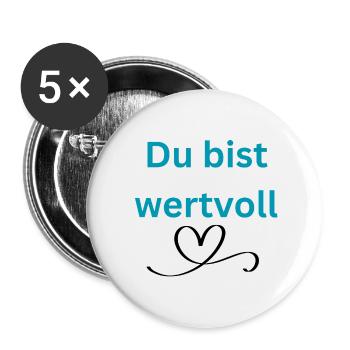 LIEBEVOLL wertvoll - Buttons groß 56 mm (5er Pack) - Weiß - Vorne
