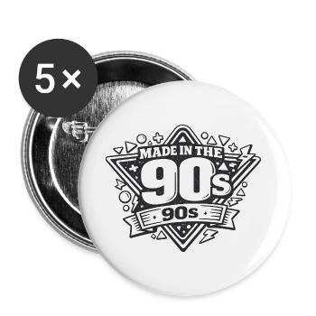 Fabriqué dans les années 90 : logo rétro - Lot de 5 grands badges (56 mm) - blanc - Devant
