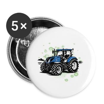 Blauer Traktor – Vintage Halftone Trekker - Buttons groß 56 mm (5er Pack) - Weiß - Vorne