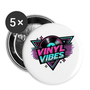 Vinyl Vibes Neon Retro - Lot de 5 grands badges (56 mm) - blanc - Devant