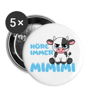 Ich Höre Immer Nur Mimimi Kuh - Buttons groß 56 mm (5er Pack) - Weiß - Vorne