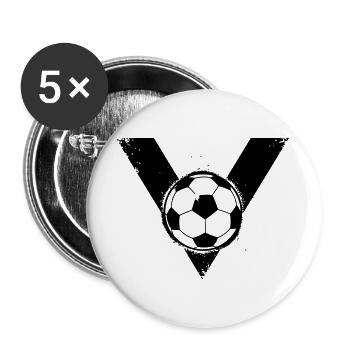 Football V Victory Crest Grunge - Lot de 5 grands badges (56 mm) - blanc - Devant