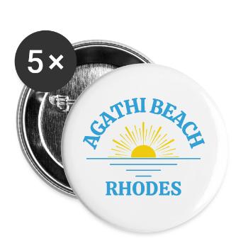 Agathi Beach Rhodes Sunrise - Buttons large 2.2''/56 mm (5-pack) - white - Front