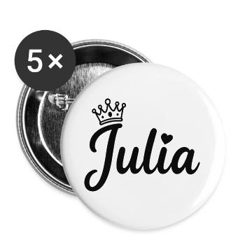 Juliette Nom Couronne Calligraphie personnalisée - Lot de 5 grands badges (56 mm) - blanc - Devant