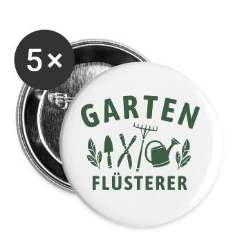 Garten Flüsterer - Retro Gärtner Natur - Buttons groß 56 mm (5er Pack) - Weiß - Vorne