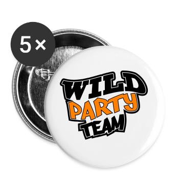 Équipe de fête sauvage - Lot de 5 grands badges (56 mm) - blanc - Devant