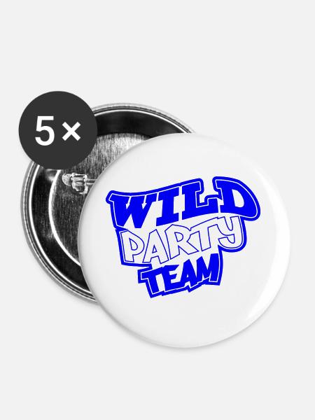 Wild Party Team Graffiti - Buttons groß 56 mm (5er Pack) - Weiß