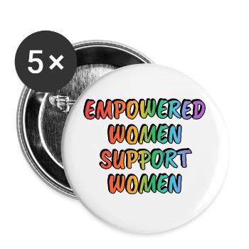 Femmes Autonomisées Soutiennent les Femmes Arc-En-Ciel - Lot de 5 grands badges (56 mm) - blanc - Devant