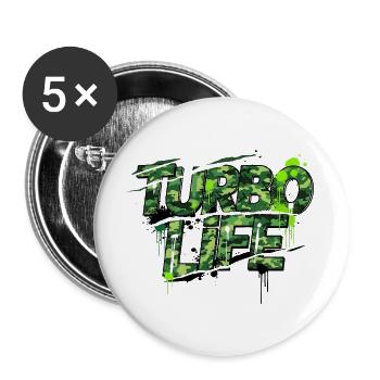Motif de camouflage Turbo Life pour hommes et vis - Lot de 5 grands badges (56 mm) - blanc - Devant