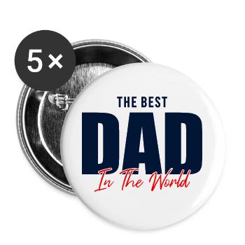 Meilleur T-shirt cadeau Papa du Monde - Lot de 5 grands badges (56 mm) - blanc - Devant
