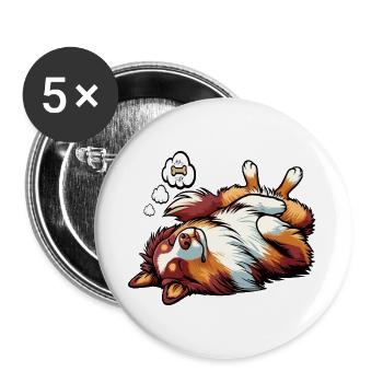 Australian Shepherd Aussie Aussiebesitzer Aussies - Buttons groß 56 mm (5er Pack) - Weiß - Vorne