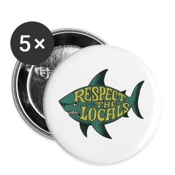 Respectez les locaux Fish Tee - Lot de 5 grands badges (56 mm) - blanc - Devant