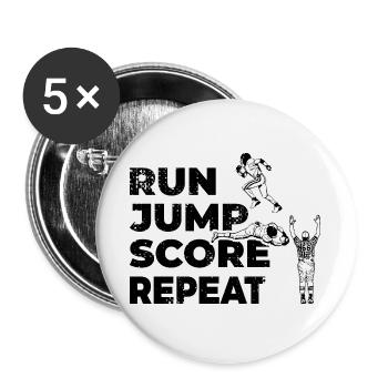 Run Jump Score Repeat - Buttons large 2.2''/56 mm (5-pack) - white - Front