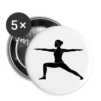 Warrior Yoga Pose Silhouette - Buttons groß 56 mm (5er Pack) - Weiß - Vorne