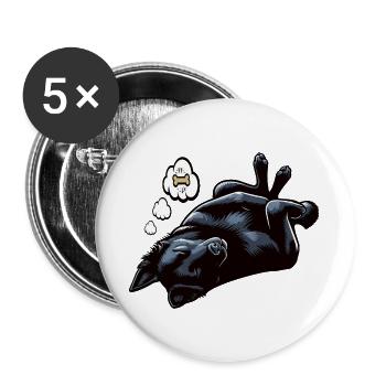 Schwarzer Schäferhund Schäferhundbesitzer  - Buttons groß 56 mm (5er Pack) - Weiß - Vorne
