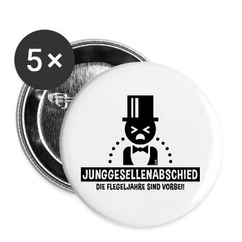 Junggesellenabschied – Flegeljahre Vorbei! (B) - Buttons groß 56 mm (5er Pack) - Weiß - Vorne