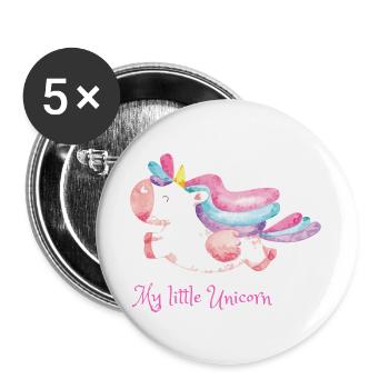 Mein kleines Einhorn Regenbogen - Buttons groß 56 mm (5er Pack) - Weiß - Vorne