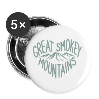 Great Smoky Mountains Heart Design - Buttons large 2.2''/56 mm (5-pack) - white - Front