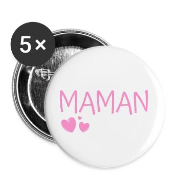 Promue Maman 2026 Cadeau grossesse naissance bébé - Lot de 5 grands badges (56 mm) - blanc - Devant