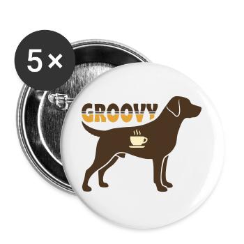Groovy Hund Retriever Retro - Buttons groß 56 mm (5er Pack) - Weiß - Vorne