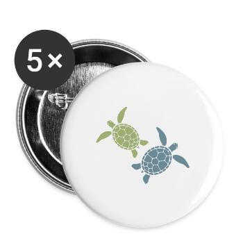 Duo de Tortues de Mer Ocean Beach Hawaii Marine Life Vibe - Lot de 5 grands badges (56 mm) - blanc - Devant