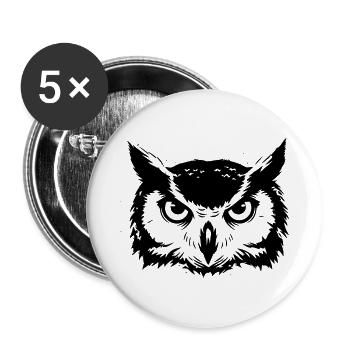 Owl Head Eagle Owl Silhouette - Buttons large 2.2''/56 mm (5-pack) - white - Front