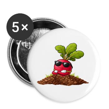 Cool radish with sunglasses and necklace - Buttons large 2.2''/56 mm (5-pack) - white - Front