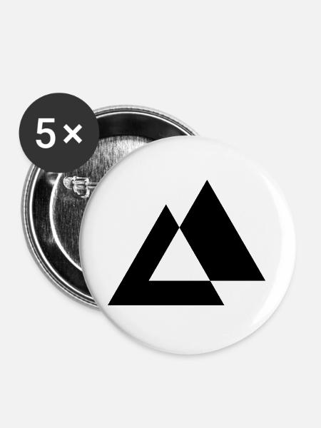 Design der geometrischen Dreiecke - Buttons groß 56 mm (5er Pack) - Weiß