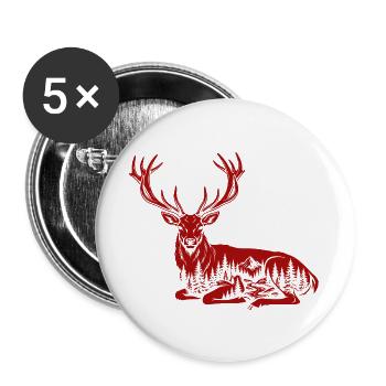 Cerf - Lot de 5 grands badges (56 mm) - blanc - Devant