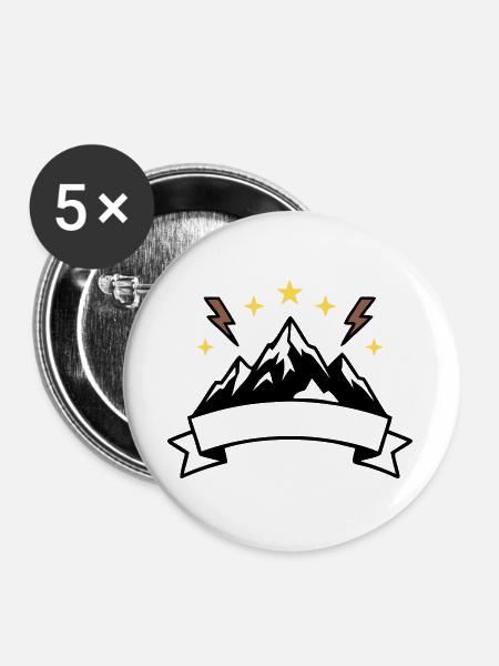 Berge Banner Textfeld Wappen - Buttons groß 56 mm (5er Pack) - Weiß