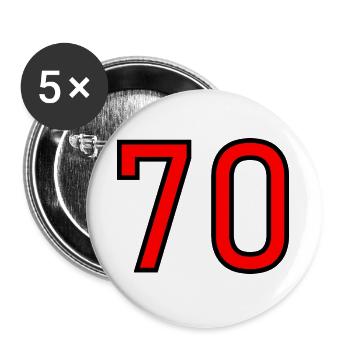 70. 70 ANS. 70e ANNIVERSAIRE. ANNIVERSAIRE 70 ANS. - Lot de 5 grands badges (56 mm) - blanc - Devant