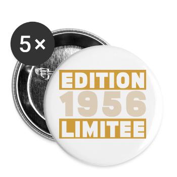 1956 70 ans Anniversaire Vintage Cadeau - Lot de 5 grands badges (56 mm) - blanc - Devant