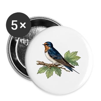 HIrondelle on leafy branch - Buttons large 2.2''/56 mm (5-pack) - white - Front