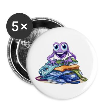 Creative Monster on Stack of Books - Buttons large 2.2''/56 mm (5-pack) - white - Front