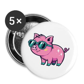 Cute Chic Pig Sunglasses - Buttons large 2.2''/56 mm (5-pack) - white - Front