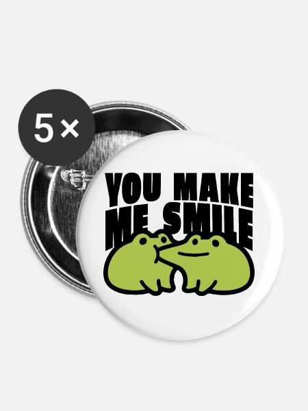 You Make me Smile Spruch - Buttons groß 56 mm (5er Pack) - Weiß