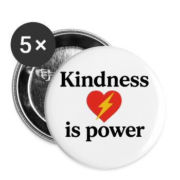 Goodness is Power: Heart with Lightning - Buttons large 2.2''/56 mm (5-pack) - white - Front