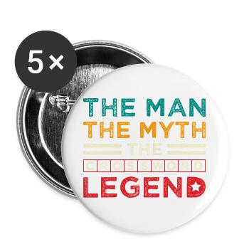 Crossword Legend The Man Myth Design - Buttons groß 56 mm (5er Pack) - Weiß - Vorne