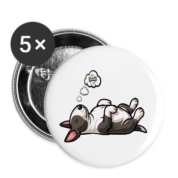 Miniatur Bullterrier Bully Bullterrierbesitzer - Buttons groß 56 mm (5er Pack) - Weiß - Vorne
